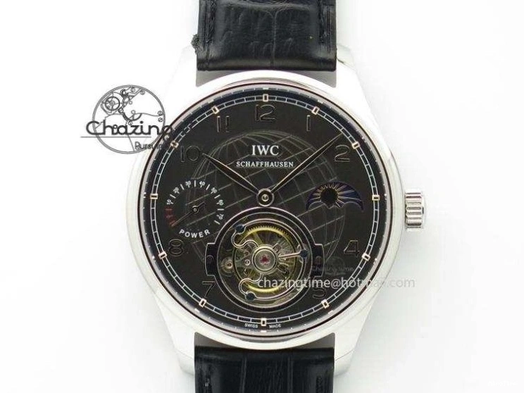 MIROTIME 0313 Modern Portuguese IW371404 ZF V3 1:1 Best Edition SS Black Dial On Black Leather Strap A 7267